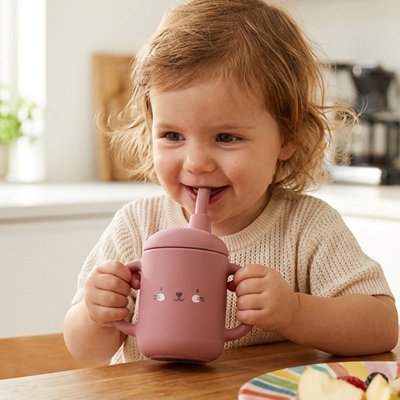 Gobelet bebe rose silicone