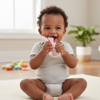 Hochet bébé dentition lapin