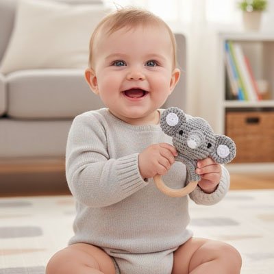 Hochet bébé elephant gris