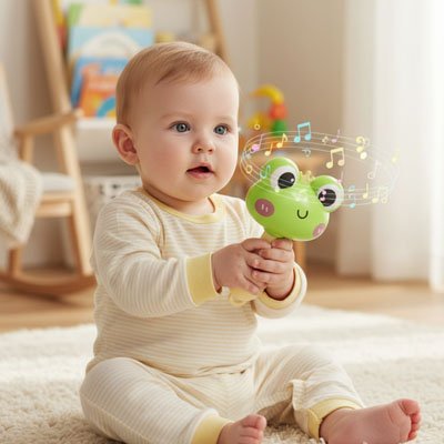 Hochet grenouille vert