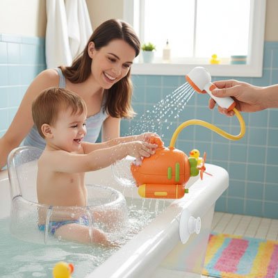 Jouet baignoire bebe orange