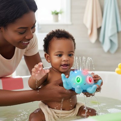 Jouet baignoire bebe poulpe bleu