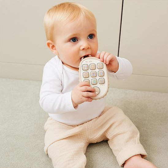 Jouet bebe 1 an beige creme