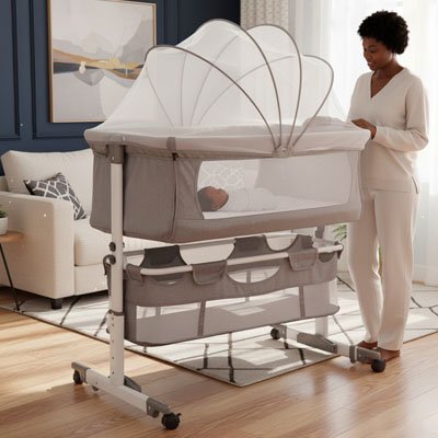 Lit cododo gris moustiquaire