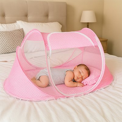 Lit moustiquaire bebe rose