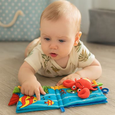 Livre bebe en tissus crabe