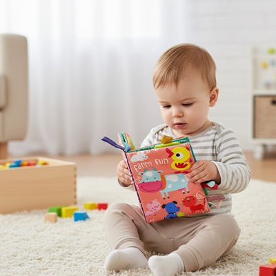 Livre bebe en tissus vache