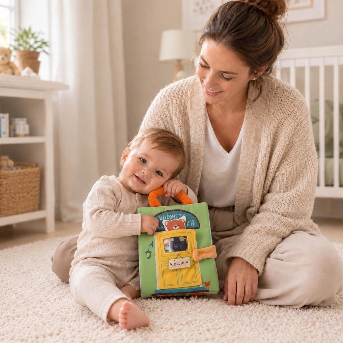 Livre bebe en tissus vert