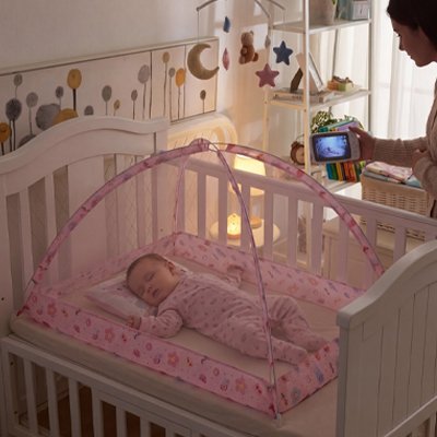 Moustiquaire lit bébé fleur rose