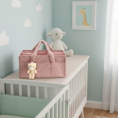 Panier rangement bébé rose design