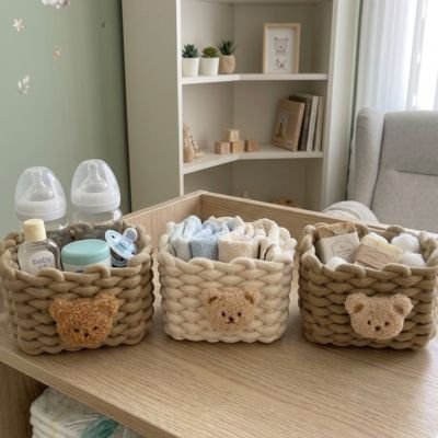Panier rangement bébé tissé