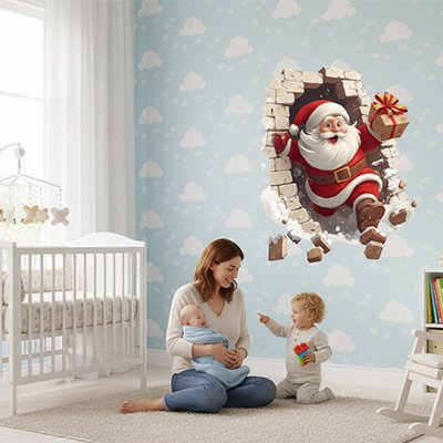 Stickers muraux enfant père noël