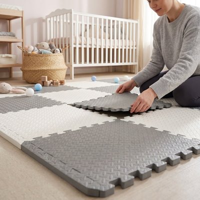 Tapis en mousse puzzle blanc-gris