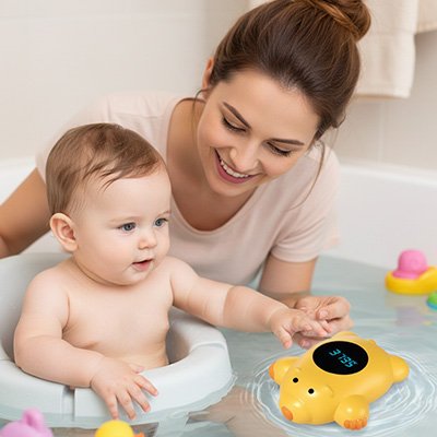 Thermomètre bain bébé jaune