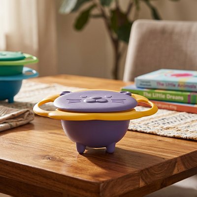 vaisselle bebe violet jaune