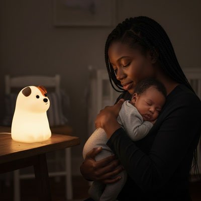 Veilleuse bébé chien silicone
