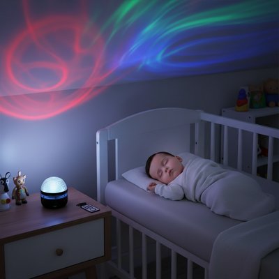 Veilleuse Projecteur Bébé Aurores Boréales – 360° – LED Multicolore – Certification CE - Mum'sbaby