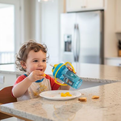 Verre bebe enfant bleu